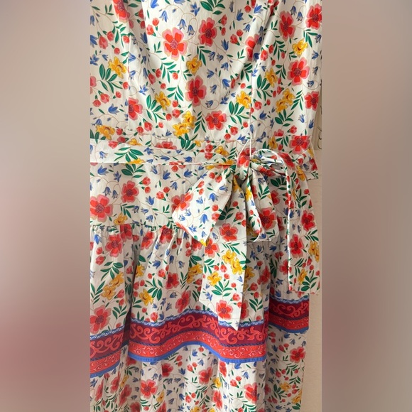 Eliza J. Floral Print Midi Dress Square Neck Sleeveless Bow - Picture 5 of 14